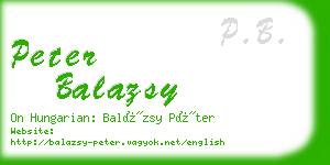 peter balazsy business card